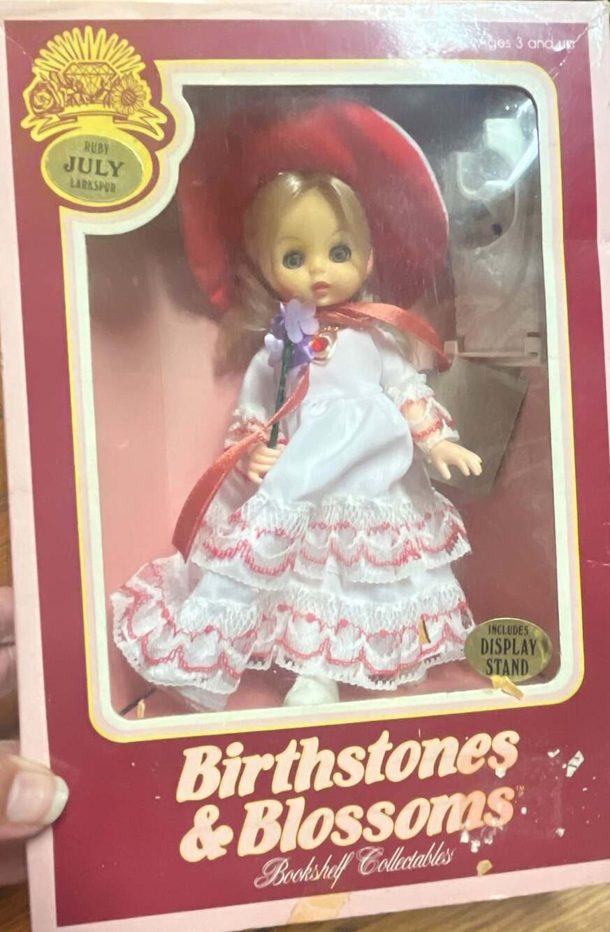 Fishel Birthstones & Blossoms July Doll Ruby Larkspur